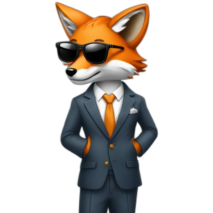 Cool Fox in a suit holding his sunglasses  emoji