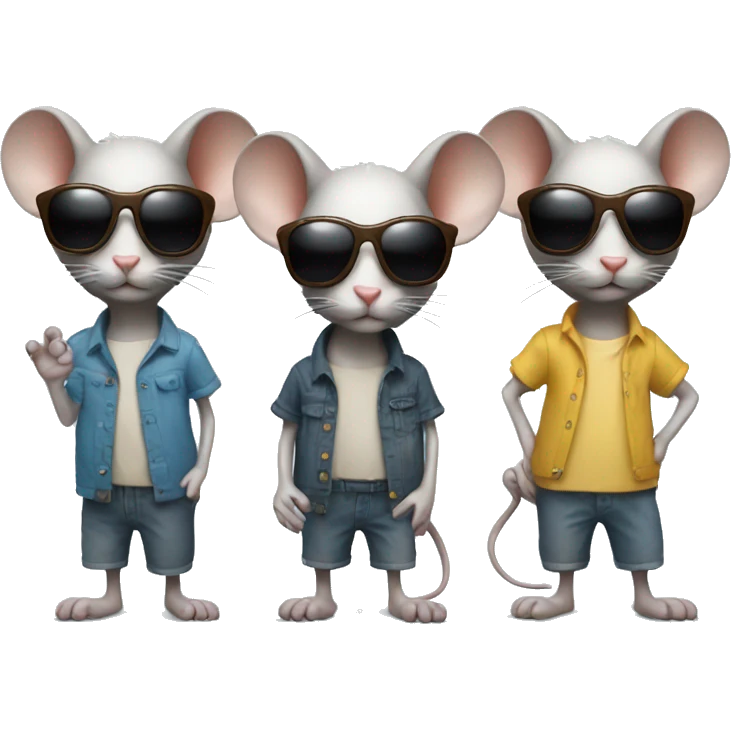 3 blind mice with sunglasses standing emoji
