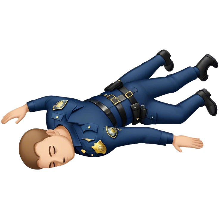 one police officer laying dead on the ground face down and spread eagle emoji