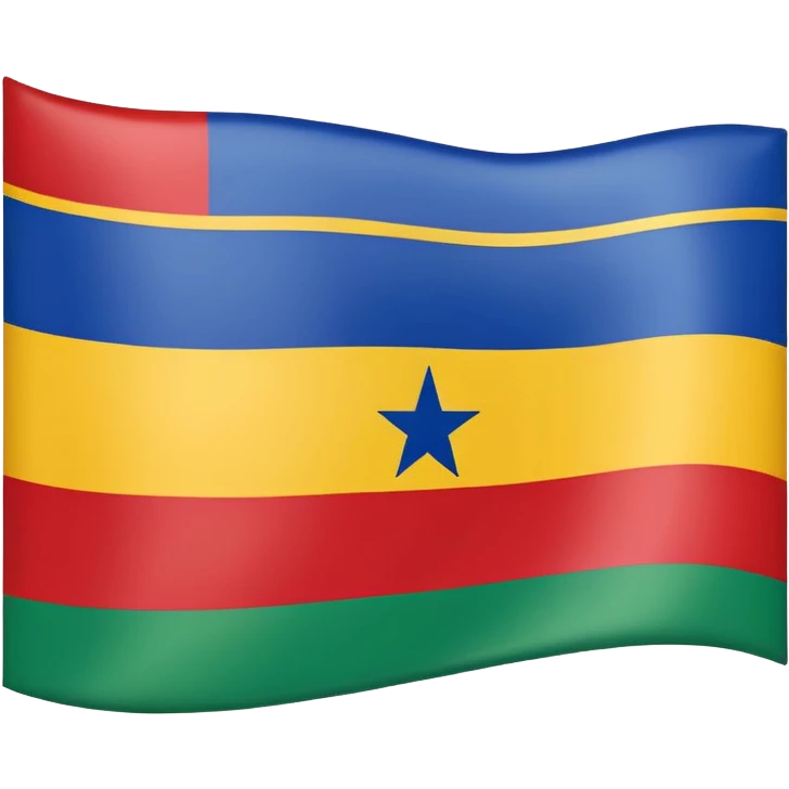 minimal Kabylie flag emoji with blue, yellow, green horizontal stripes and a central red ⵣ (Yaz) symbol, designed for clarity at small size emoji