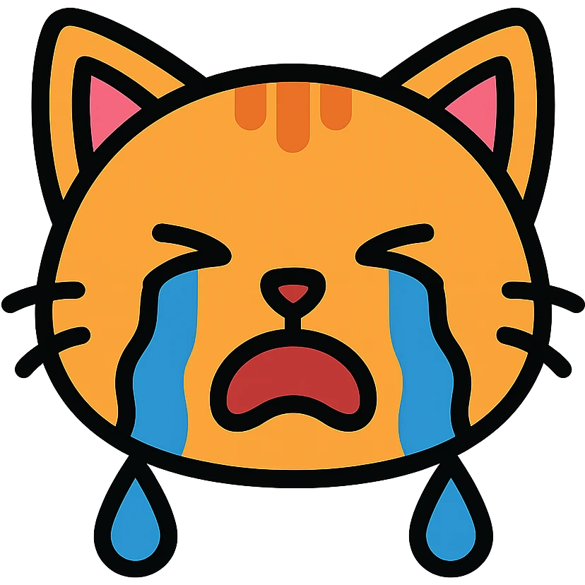 color outline icon of a crying cat emoji