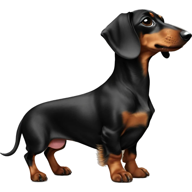 miniature dachshund with black and tan dapple coat emoji