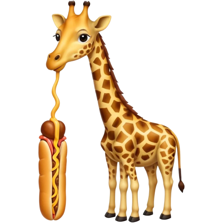 Giraffe eats hotdog emoji