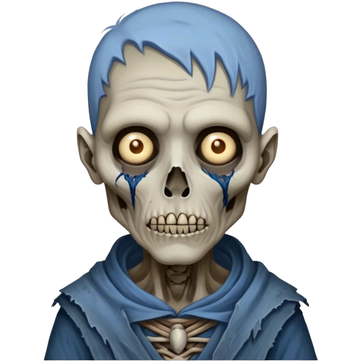 Cinematic Realistic WoW undead civilian Portrait, depicted with decayed yet noble features, his weathered, pallid skin etched with ghostly blue veins and ancient scars. Clad in modest, tattered attire in muted browns and greys that remain consistently rugged, his hollow eyes burn with determined defiance. Rendered with lifelike texture and dramatic natural lighting, high shine, noble and resilient, capturing the stoic spirit of an undead veteran of Azeroth. emoji