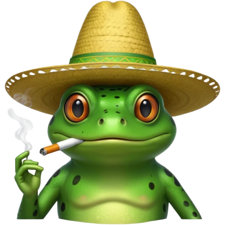frog with sombrero smoking emoji