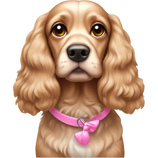 Cocker spaniel wearing pink ear bows emoji