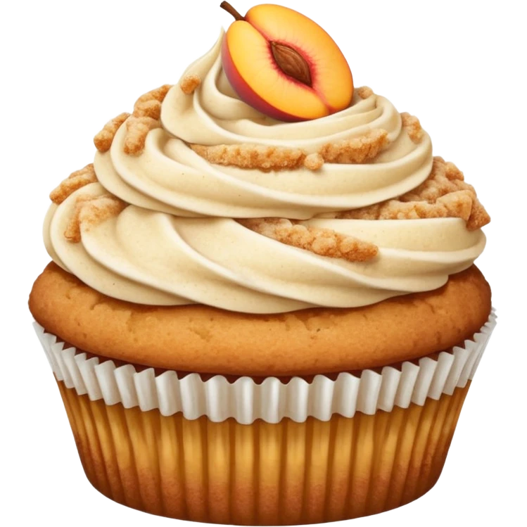 Peach streusel cobbler cinnamon dusted cupcake emoji