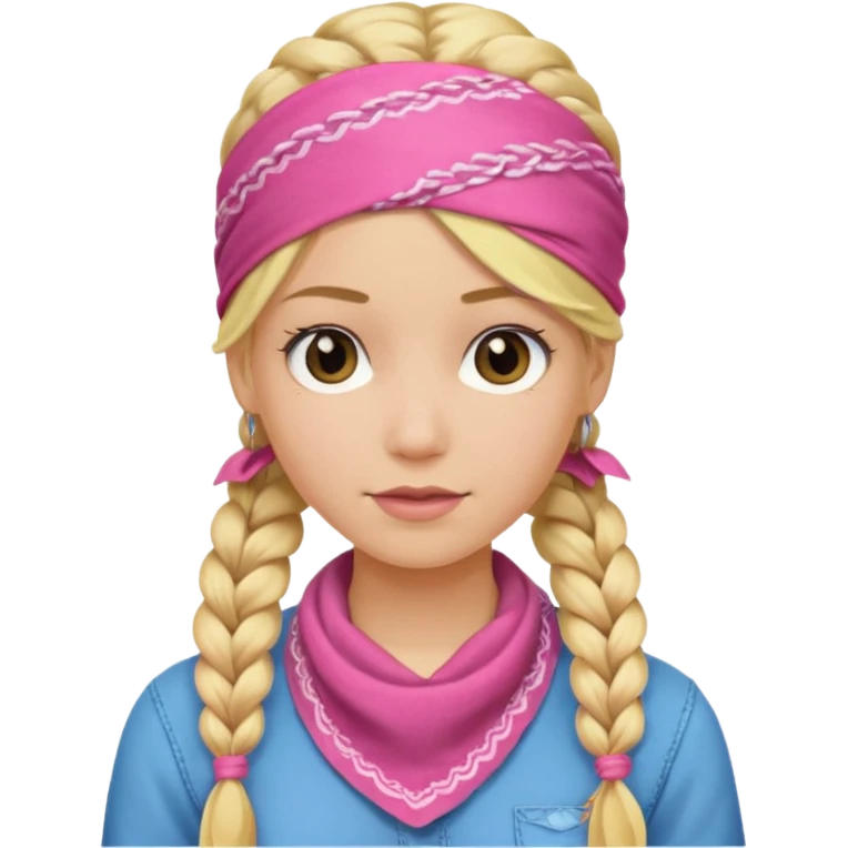 blonde woman with braids and a pink bandana emoji