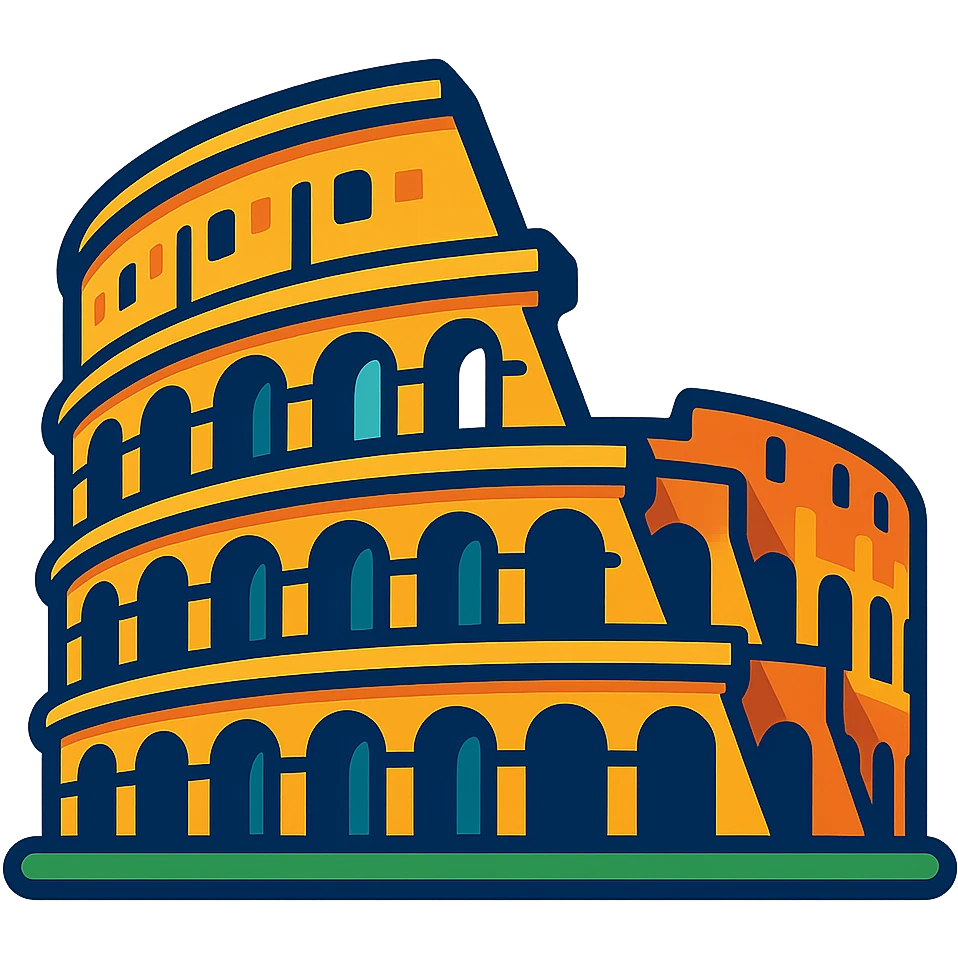 the Roman Coliseum, vibrant cartoon style emoji