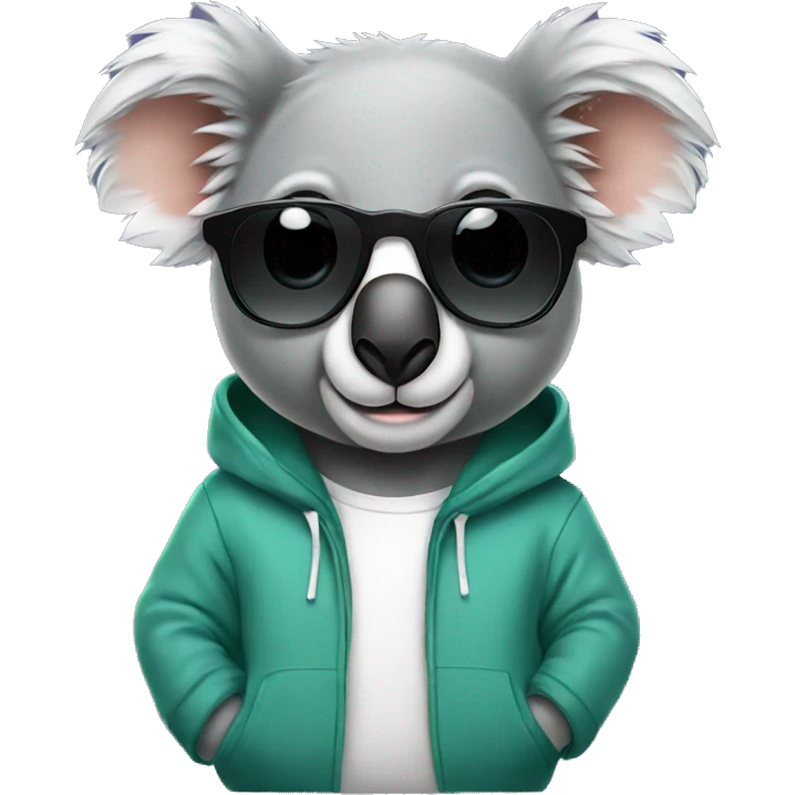 Koala with sunglasses and wearing a hoodie emoji