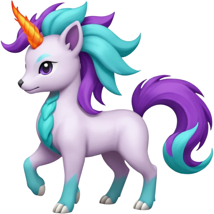 Rappidash pokemon white teal purple emoji