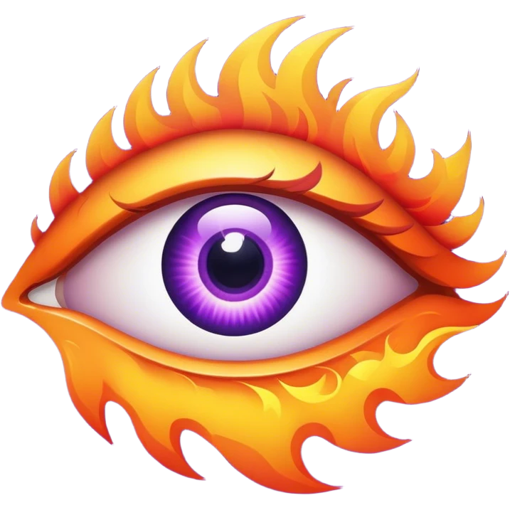 eye, purple fire background emoji