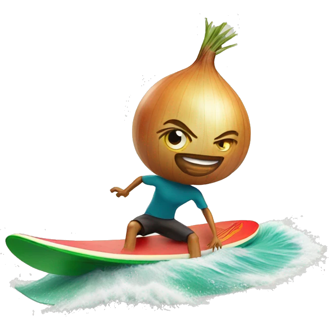 Onion riding a surf board emoji