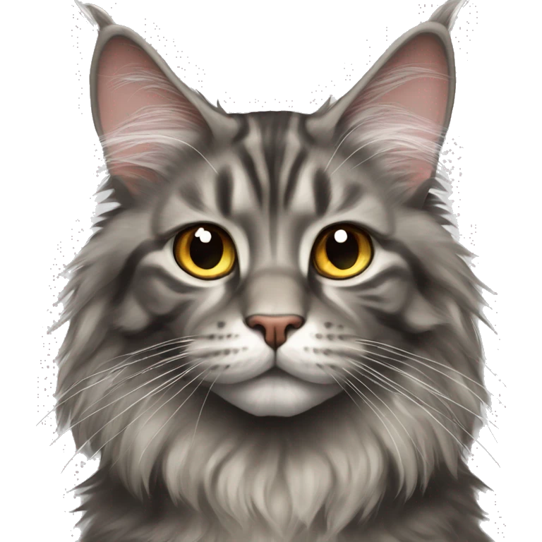 Maine coon cat fluffy tabby grey  emoji