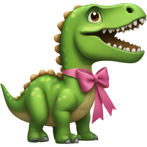 Dinosaur wearing a bow emoji