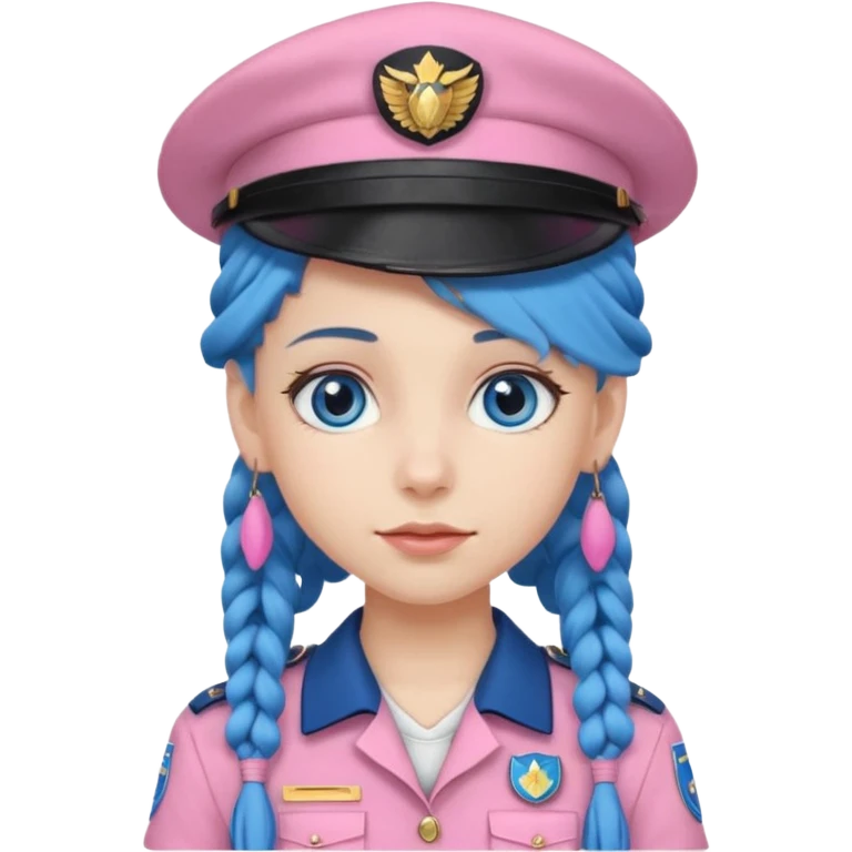 very pretty girl big blue eyes, scout girl with pretty pink uniform, blue dreadlocks, and big earrings and scouts hat emoji