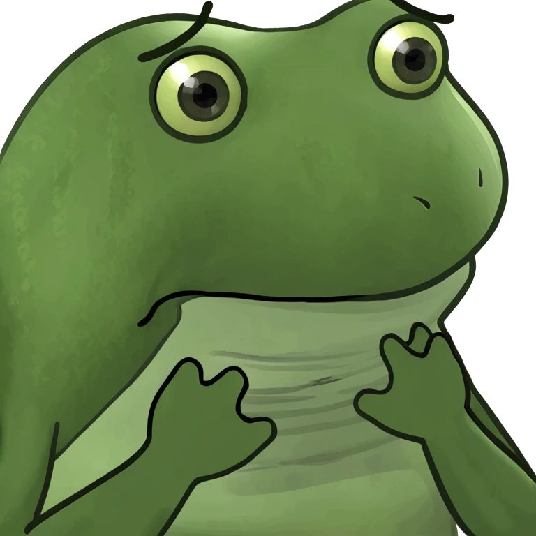 an amazed bufo frog, hands on cheeks, big eyes, comic style emoji