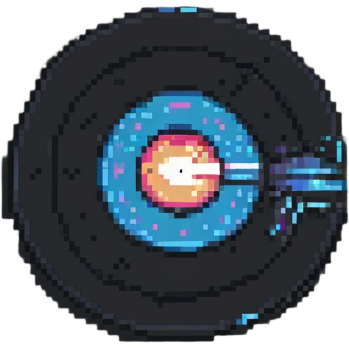 broken vinyl record, pixel art style emoji