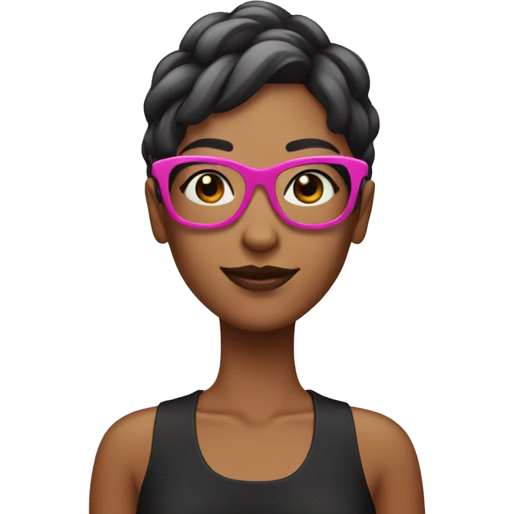 Women with pink glasses with black pink hair  emoji