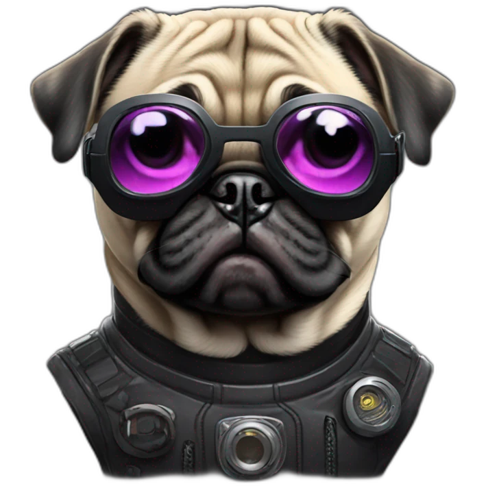 pug with black sunglasses and wearing a cyberpunk suit emoji