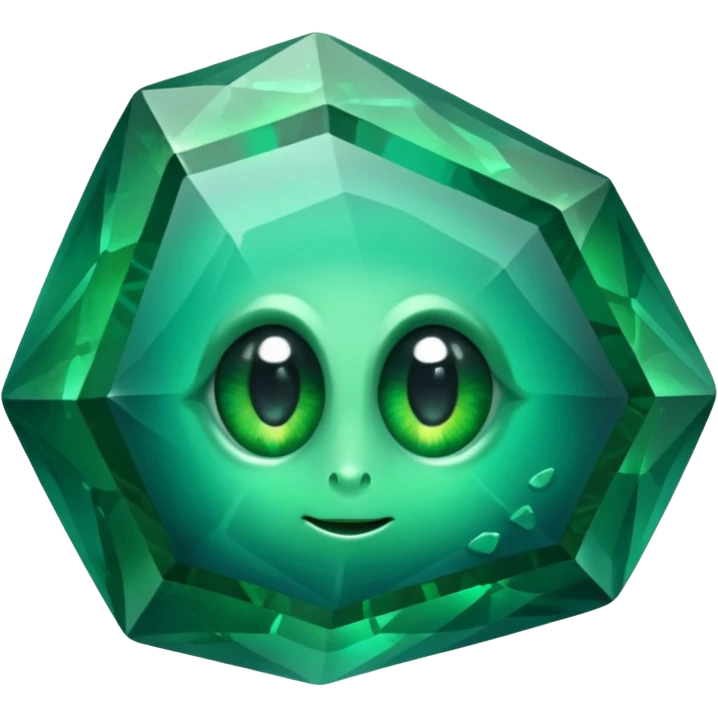 very sharp green gem mineral looking like reefs, very shiny with two eyes emoji