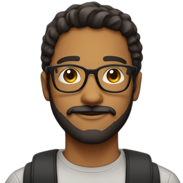 young brown man with glasses moustache and beard emoji