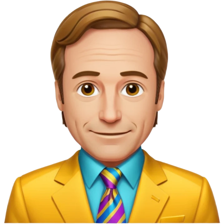 Design Saul Goodman in a flashy suit with colorful tie & confident smile. emoji