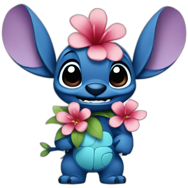 Stitch Disney avec une fleur emoji