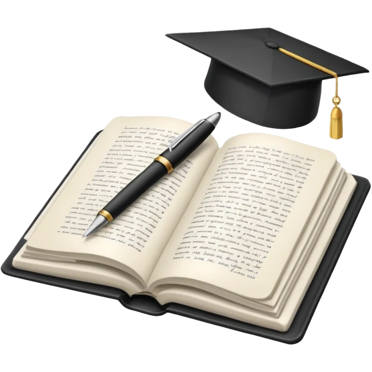 "A white open book,The pen should be positioned as placed exactly in the center between the pages.  if held by a right-handed person - meaning the direction is reversed compared to a left-handed grip. The pen should be uncapped, and the cap placed behind it." emoji