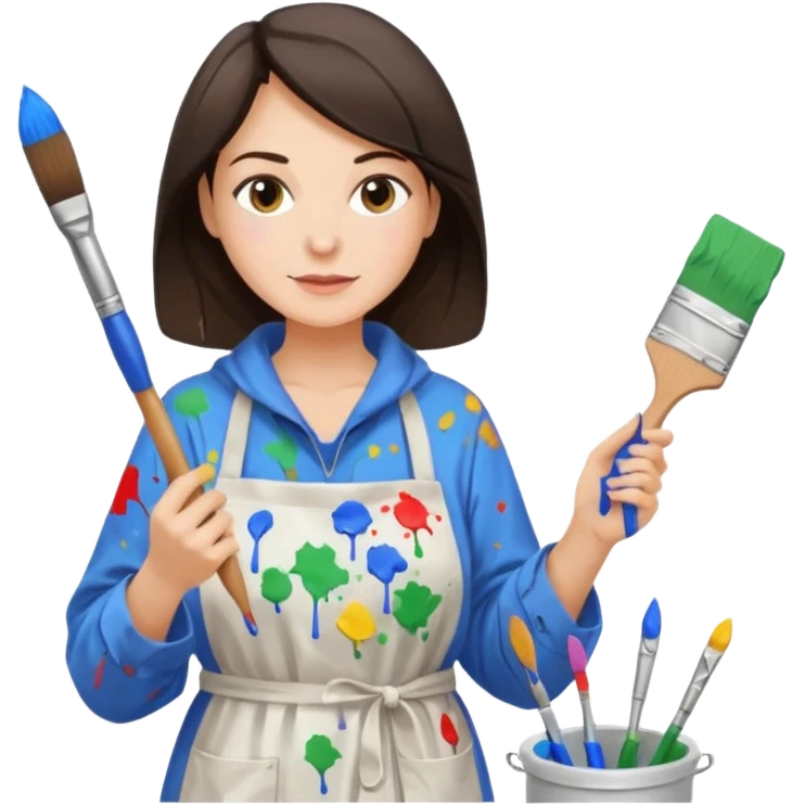 FEMME 45 ANS ET PLUS BRUNE ARTISTE PEINTRE AVEC UN PINCEAU emoji