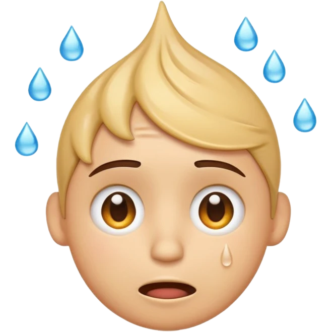 Emoji winding head with hand and sweat droplets on head emoji