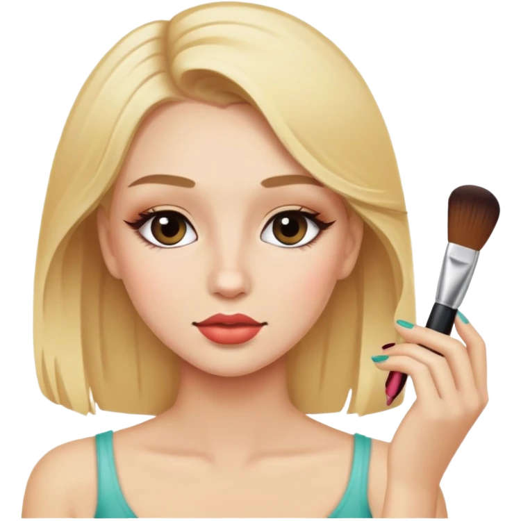 Chica cabello rubio maquillándose emoji