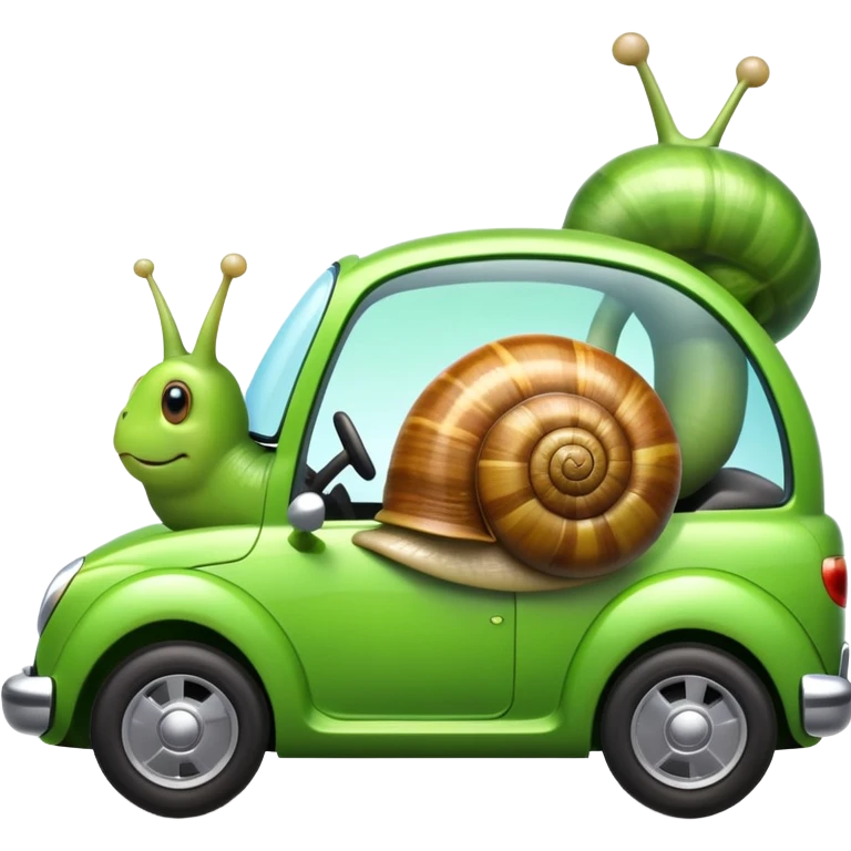 caracol montado en un coche emoji