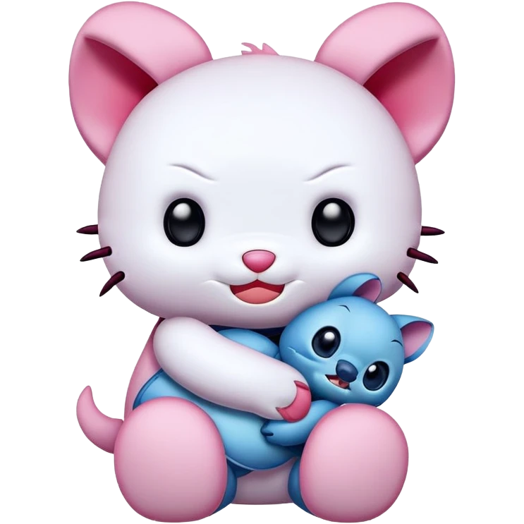 Hello kitty hugging stitch  emoji