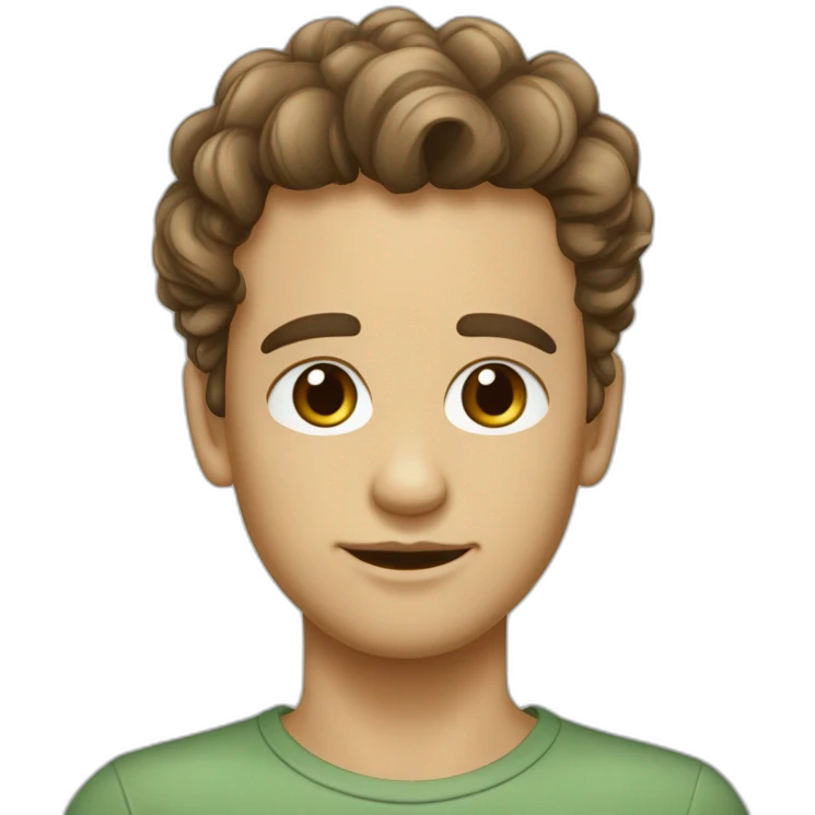 Karl yeux vert marron cheveux bouclés marrons peau beige emoji