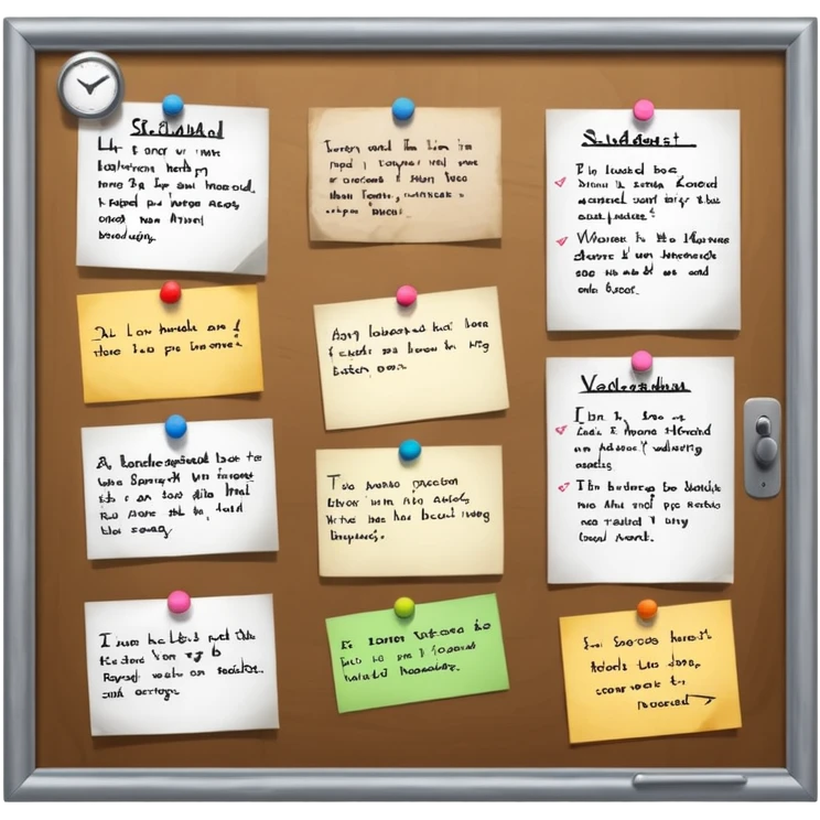 school rules on the noticeboard but dont write school rules just write what students shouldnt do in school emoji