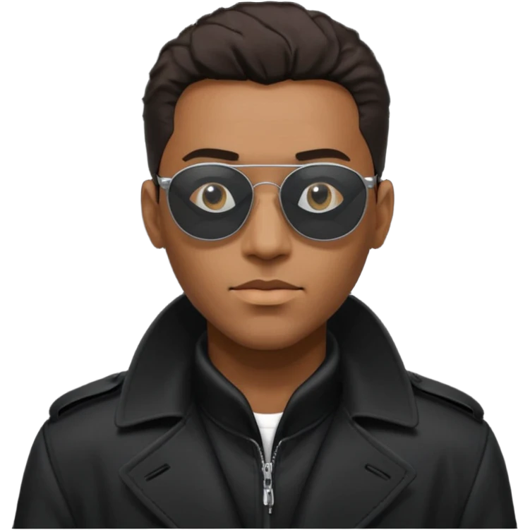 black man in black trenchcoat and matrix sunglasses emoji
