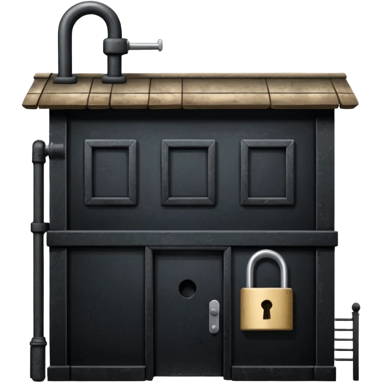 restaurant building with padlock, dark and closed, shut down emoji