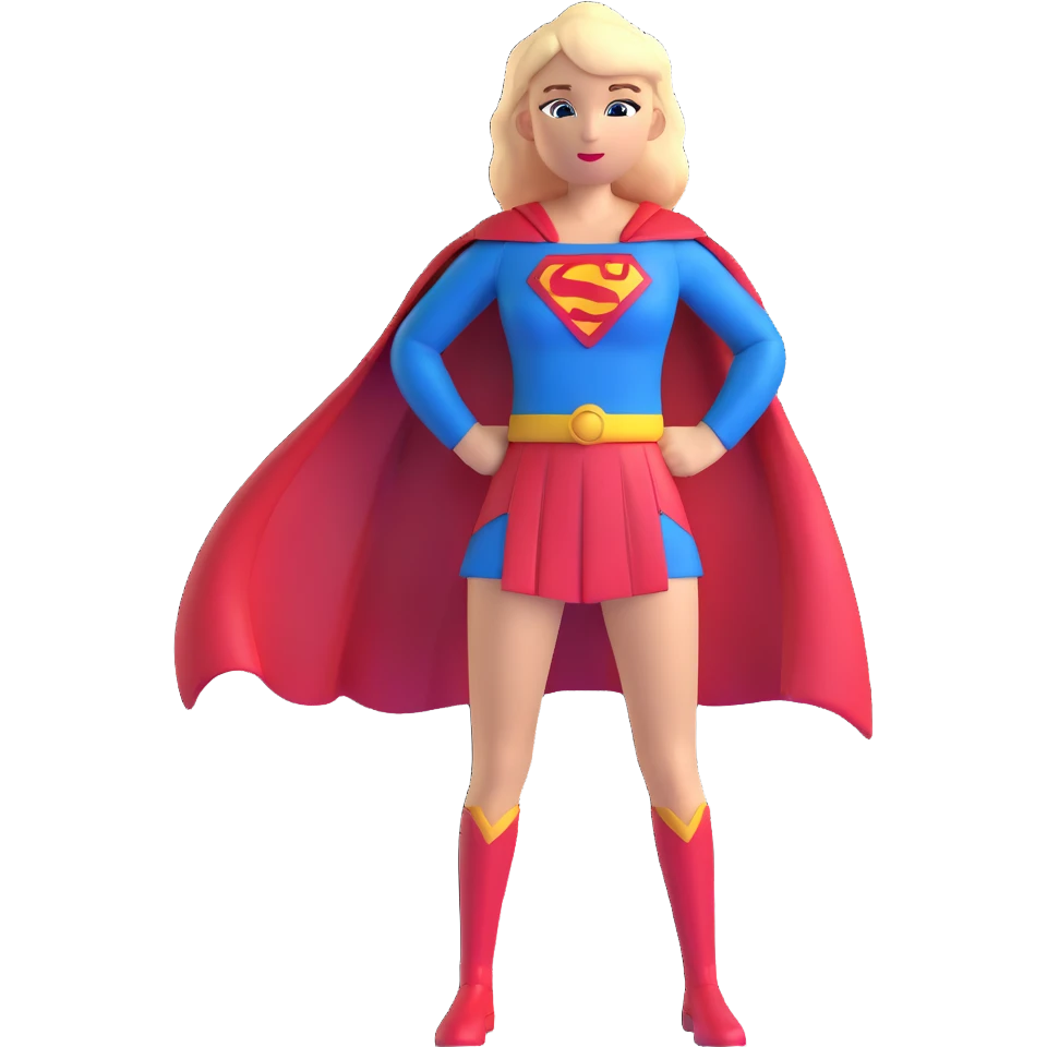 Supergirl superhero full body, blue suit with red cape and S emblem emoji