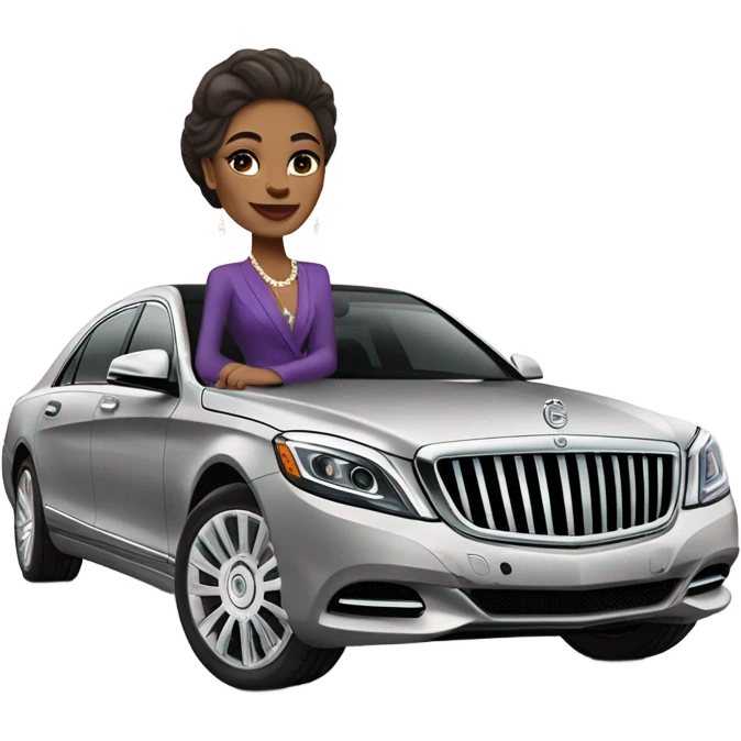 rich wealthy woman driving a mayback car emoji