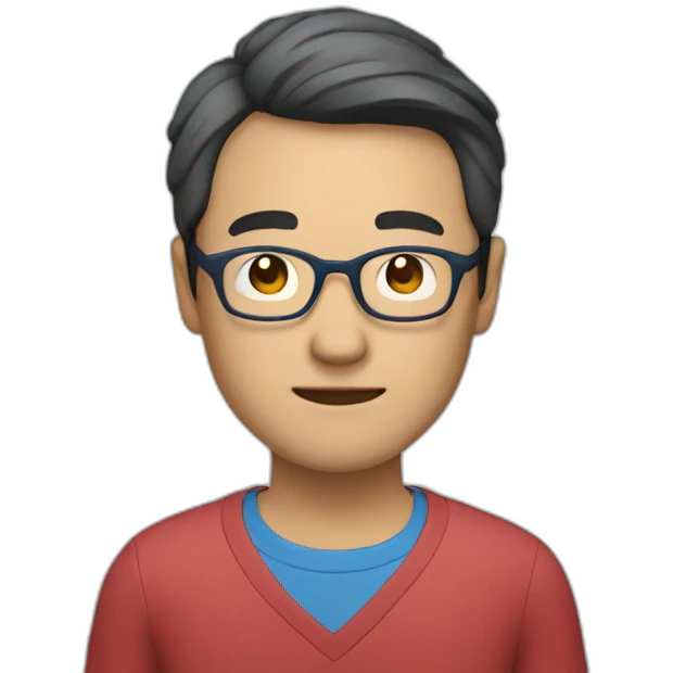 Chinese man with glasses and bleu shirt emoji