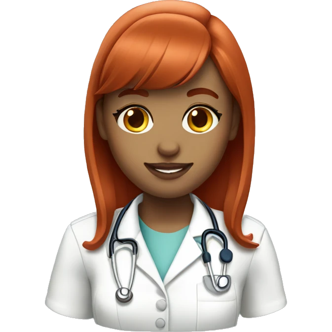Redhead nurse with nose piercing and bangs emoji