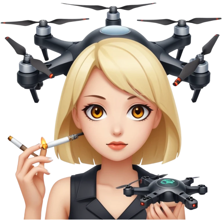 evil drone quadrocopter smoking a cigarette attractive anime girl emoji