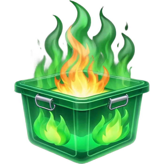 green fire in flat container emoji