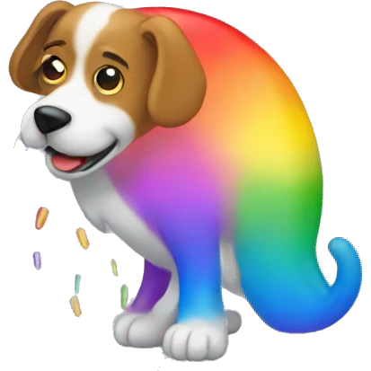 a dog pooping out rainbows emoji