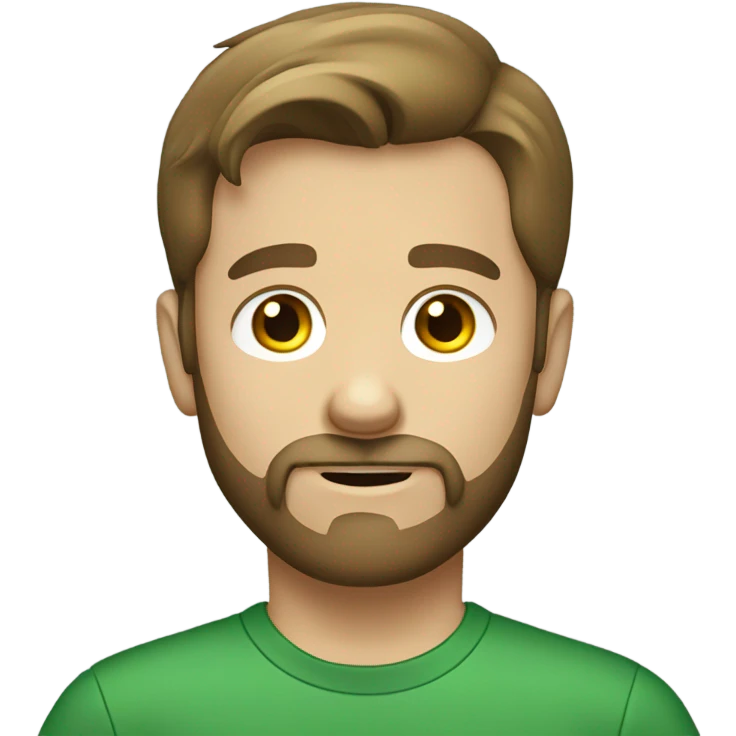 bearded brown hair white boy in green shirt emoji