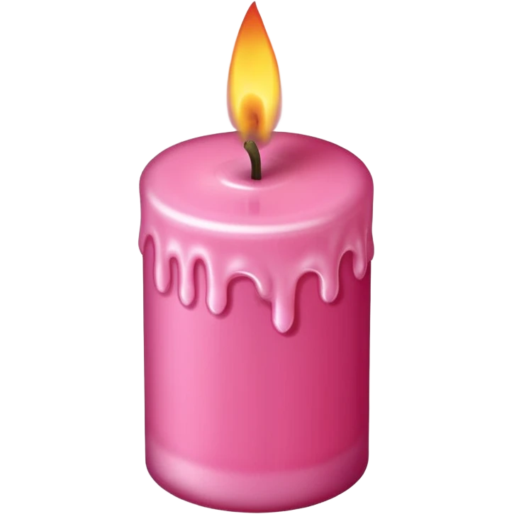 A drawing of a flaming pink candle that could be used at a romantic dinner table. The camera should be isometric at a 85-degree angle. emoji