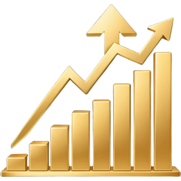 Create an  emoji that represents a stock/share, combining a clean upward-trending chart, a minimal financial symbol, and a confident growth vibe, using simple shapes, smooth gradients, and the polished. emoji