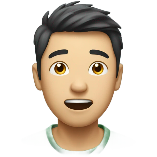 Asian guy falling down emoji
