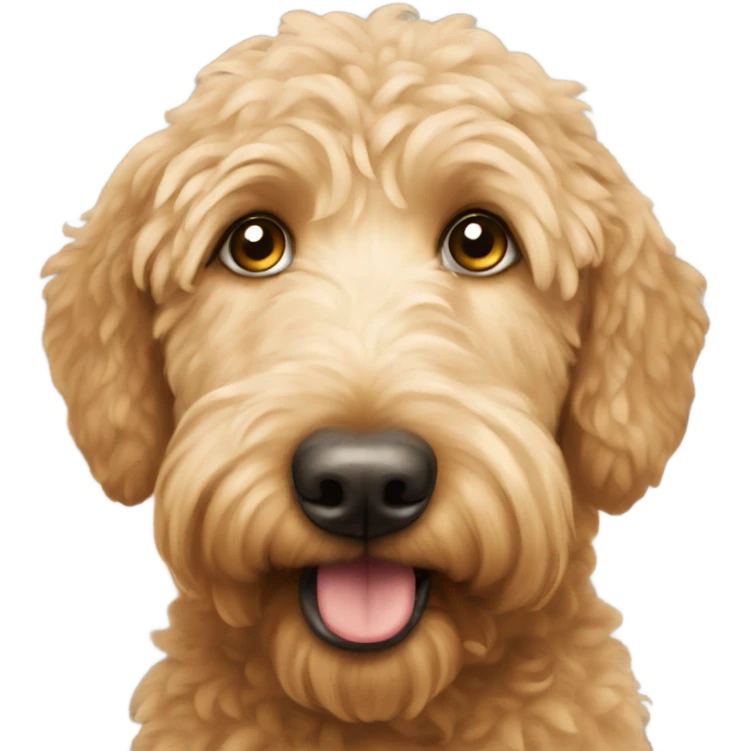 Golden doodle with hearts on its eyes emoji